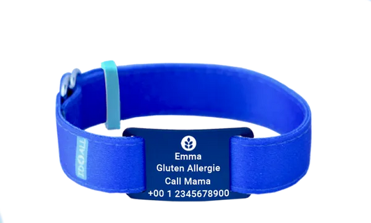 Naambandje kind blauw met naam en telefoonnummer