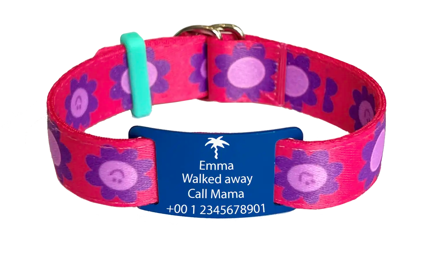 Naambandje kind flowers print met naam en allergie icoon