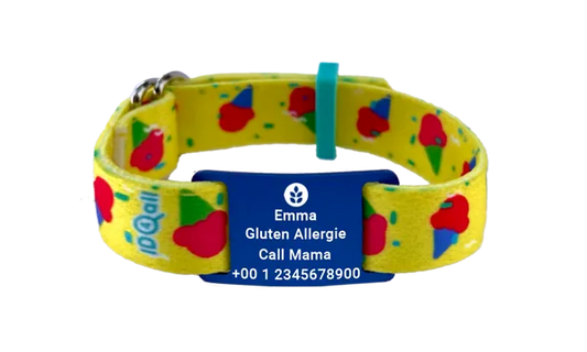 Verdwaalbandje kind ijsjes print met naam en allergieën