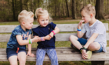 Groene SOS armband kind met naam en telefoonnummer