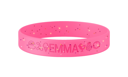 Glitters SOS armband kind met naam en telefoonnummer
