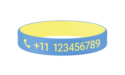 Sunny Sky SOS armband kind met naam en telefoonnummer