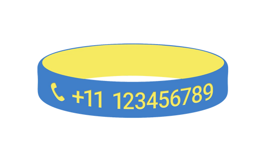 Sunny Sky SOS armband kind met naam en telefoonnummer