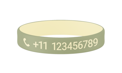 Sage Sand SOS armband kind met naam en telefoonnummer