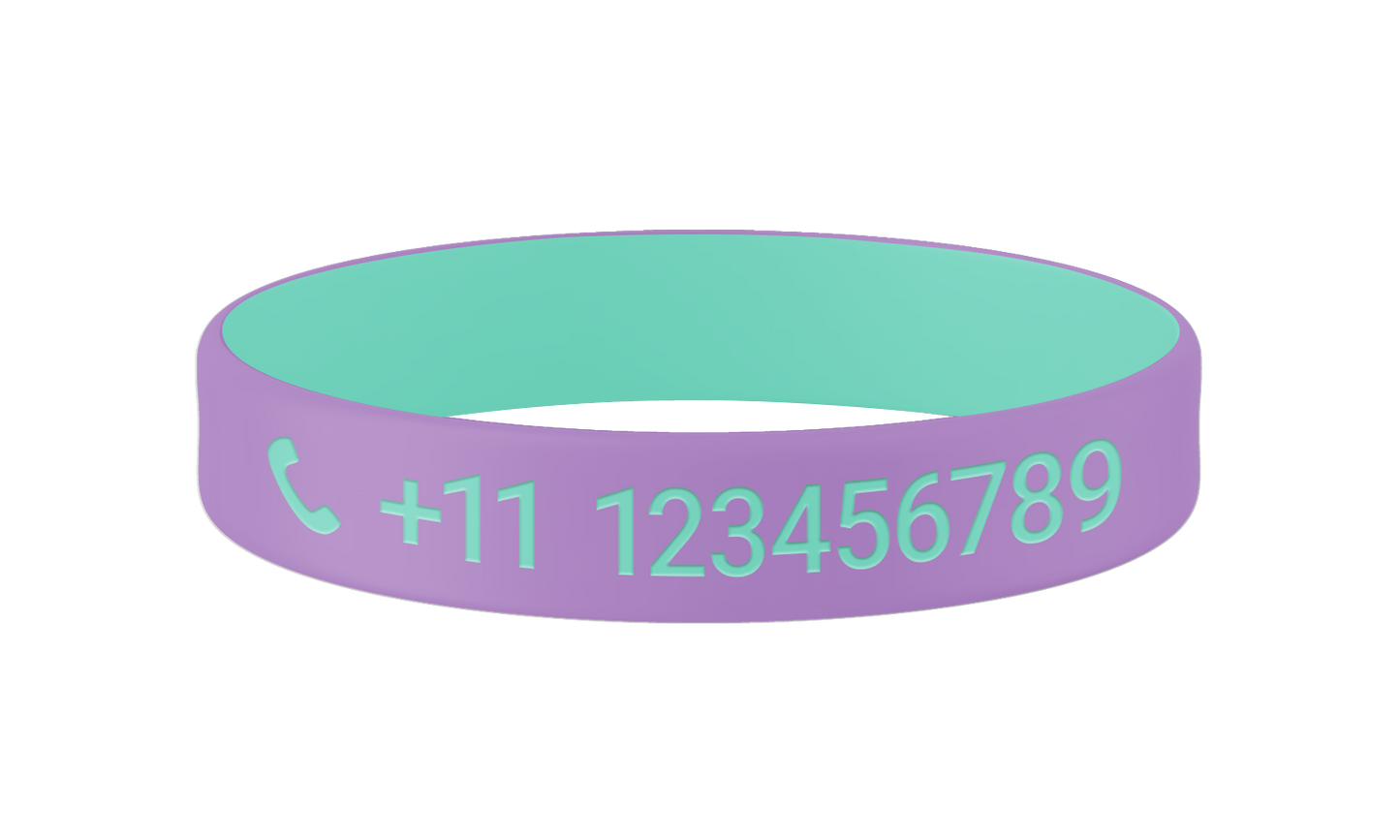 Lila Joy SOS armband kind met naam en telefoonnummer