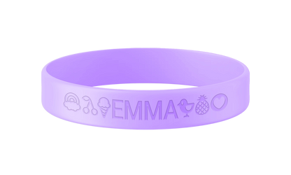 Lila SOS armband kind met naam en telefoonnummer